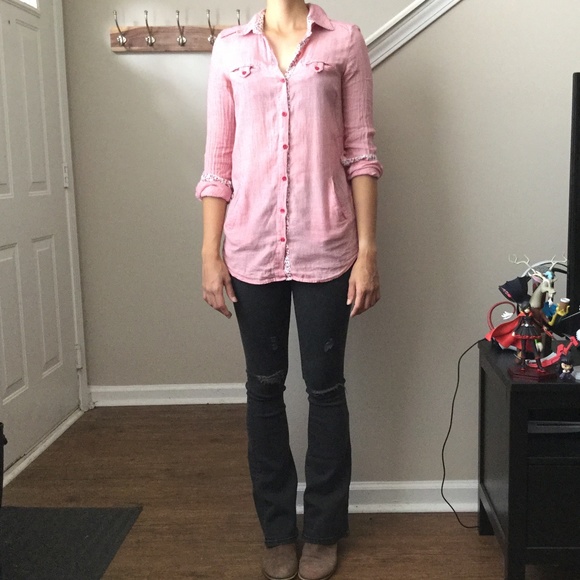 Zara Longsleeve Button-down Red Tunic With Pockets - Picture 5 of 15